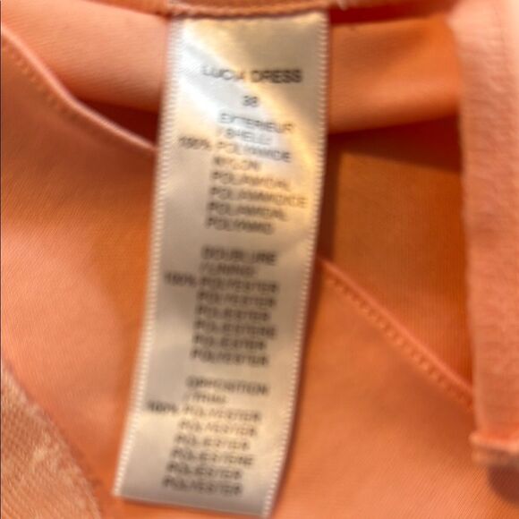 AMERICAN RETRO Peach Ruffle One-Shoulder Dress 80s Prom Flapper Tulle Polka Dot - Picture 8 of 11